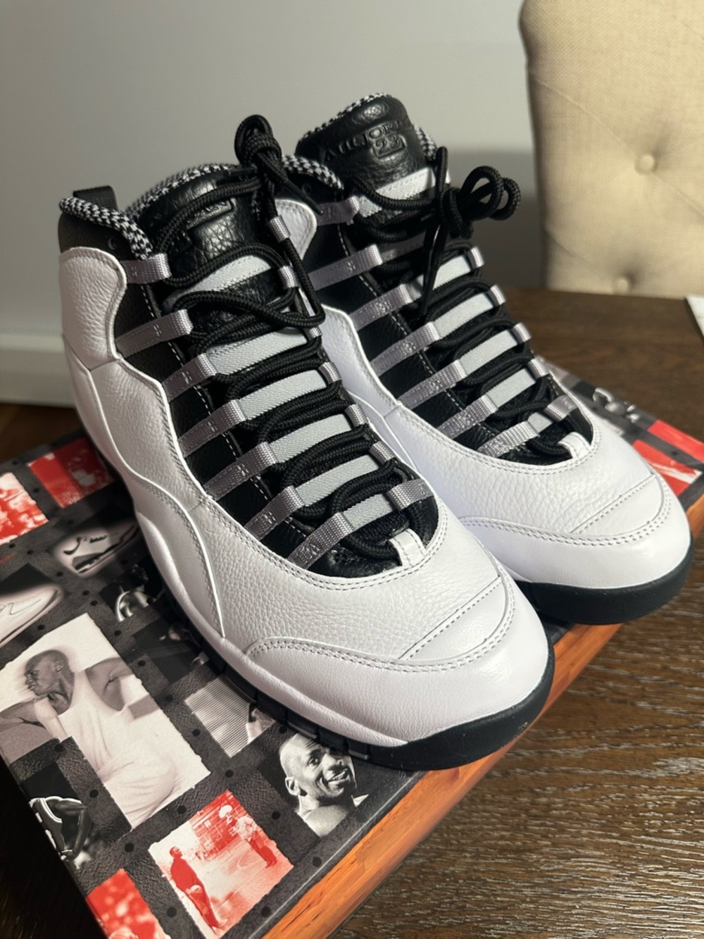 Jordan Men’s Retro 10’s High-Top Sneakers — White & Black Steel